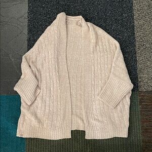 Barefoot Dreams Cozychic Lite Cable Shrug L/XL tan sweater